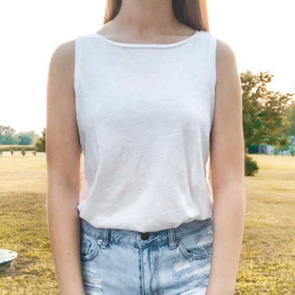 LOFT | Tops | Loft White Boatneck Tank 